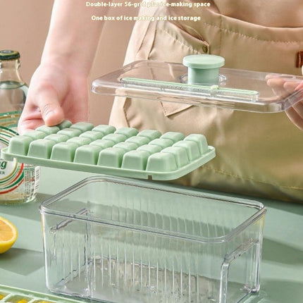 Ice Cube Tray with Lid and Bin for Freezer Chilling Drinks Coffee Juice