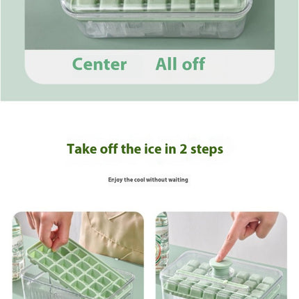 Ice Cube Tray with Lid and Bin for Freezer Chilling Drinks Coffee Juice