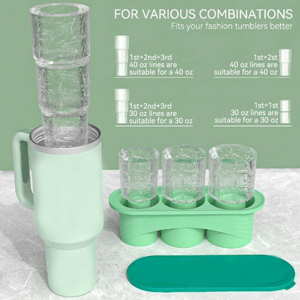 All-in-one Ice Tray for Tumbler Cup Silicone Ice Cube Molds Half Cup