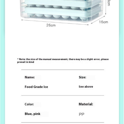 Food-grade Ice Cube Tray with Lid and Storage Bin - for Freezer