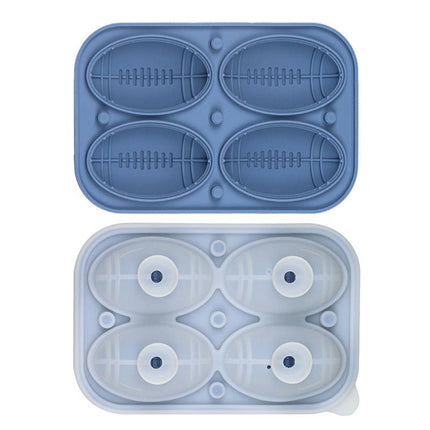 Rugby Ball Ice Cube Tray with Lid Large Silicone Round Ice Cube Mold