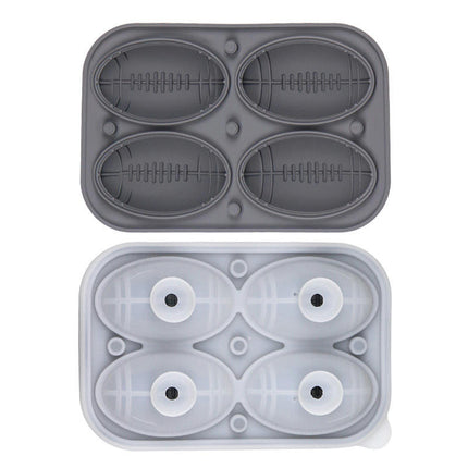 Rugby Ball Ice Cube Tray with Lid Large Silicone Round Ice Cube Mold