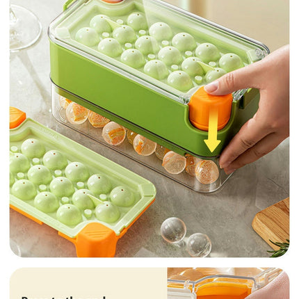 Ice Cube Trays with Lid and Bin Press 2 Keys to Quickly Release Ice