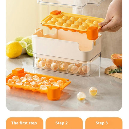 Ice Cube Trays with Lid and Bin Press 2 Keys to Quickly Release Ice