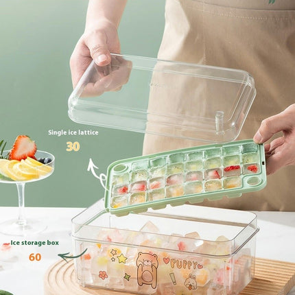 Ice Cube Trays for Freezer - with Lid and Bin Easy Release Silicone