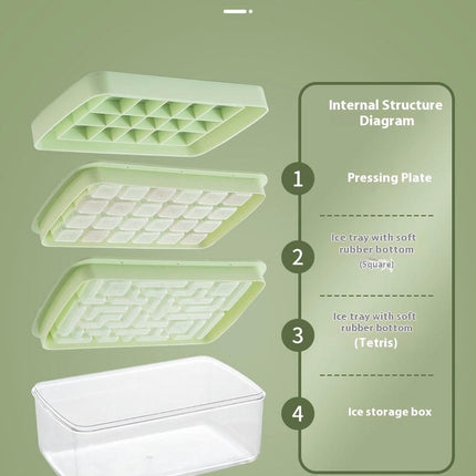 Silicone Ice Cube Trays for Freezer - with Lid and Bin Easy Release Ice