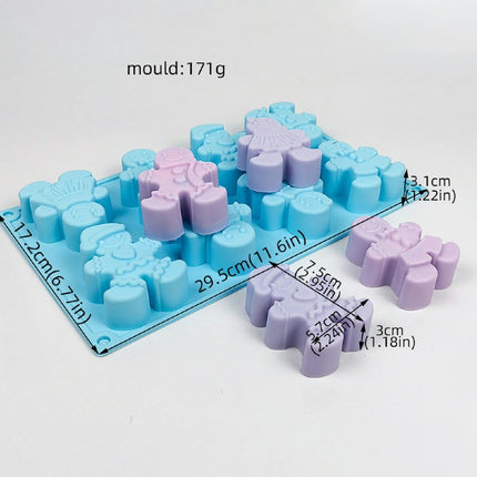 8 Cavity Gingerbread Man Ice Cube Tray Silicone Mold - for DIY Chocolate Juice Beverages