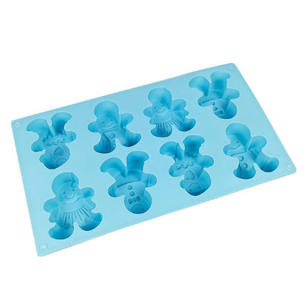 8 Cavity Gingerbread Man Ice Cube Tray Silicone Mold - for DIY Chocolate Juice Beverages