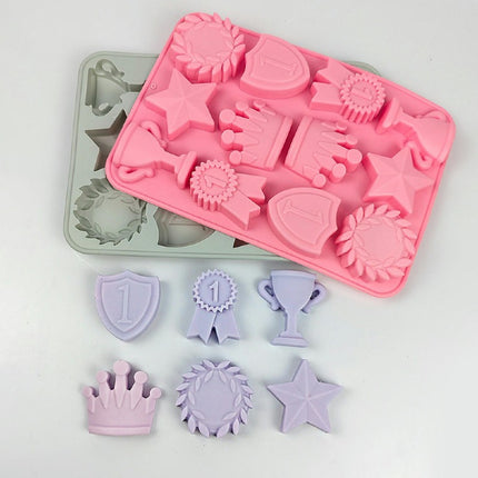 Silicone Ice Cube Mold Crown Stars Medal Trophy Shape Chocolate Trays for Kitchen