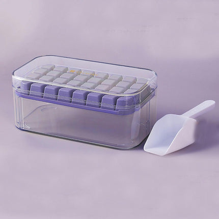 Ice Cube Tray with Bin and Lid Molds Easy Release Ice Box Container