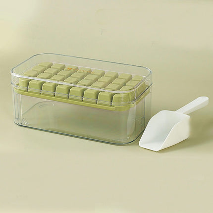 Ice Cube Tray with Bin and Lid Molds Easy Release Ice Box Container