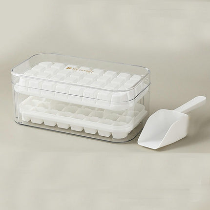 Ice Cube Tray with Bin and Lid Molds Easy Release Ice Box Container