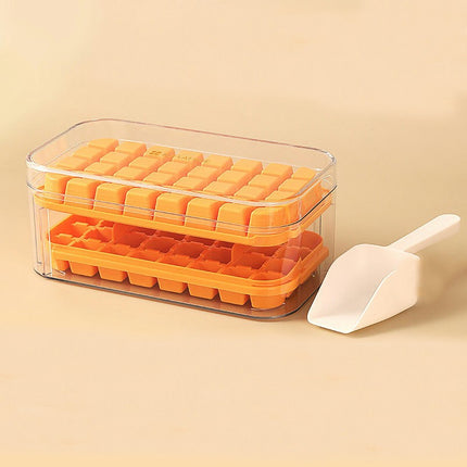 Ice Cube Tray with Bin and Lid Molds Easy Release Ice Box Container