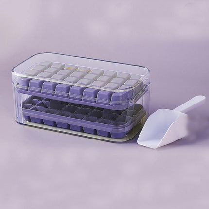 Ice Cube Tray with Bin and Lid Molds Easy Release Ice Box Container