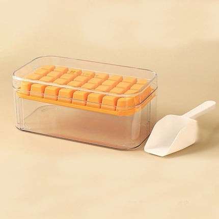 Ice Cube Tray with Bin and Lid Molds Easy Release Ice Box Container