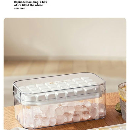 Ice Cube Tray with Bin and Lid Molds Easy Release Ice Box Container