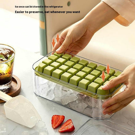 Ice Cube Tray with Bin and Lid Molds Easy Release Ice Box Container