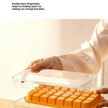 Ice Cube Tray with Bin and Lid Molds Easy Release Ice Box Container