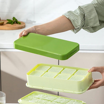 Large Ice Cube Tray with Lid and Bin Ice Trays for Freezer Whiskey Ice