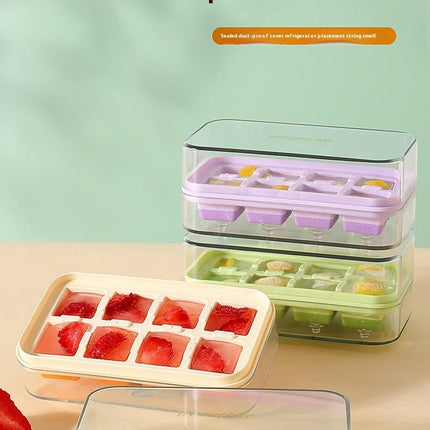 Ice Cube Tray with Lid and Bin Nugget Ice Trays Kit Pop the Ice and Store