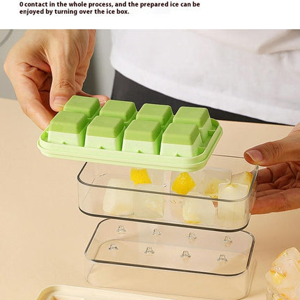 Ice Cube Tray with Lid and Bin Nugget Ice Trays Kit Pop the Ice and Store