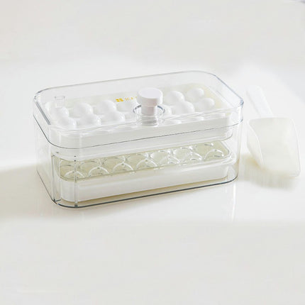 Ice Ball Box Circular Ice Tray with Lid & Bin Holds - Space-Saving