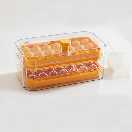 Ice Ball Box Circular Ice Tray with Lid & Bin Holds - Space-Saving