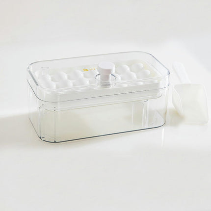 Ice Ball Box Circular Ice Tray with Lid & Bin Holds - Space-Saving