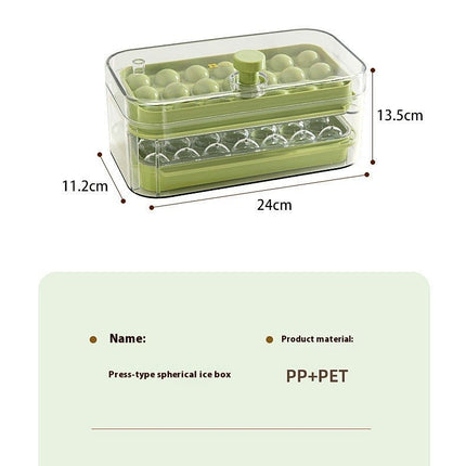 Ice Ball Box Circular Ice Tray with Lid & Bin Holds - Space-Saving