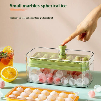 Ice Ball Box Circular Ice Tray with Lid & Bin Holds - Space-Saving