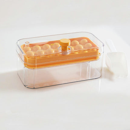 Ice Ball Box Circular Ice Tray with Lid & Bin Holds - Space-Saving