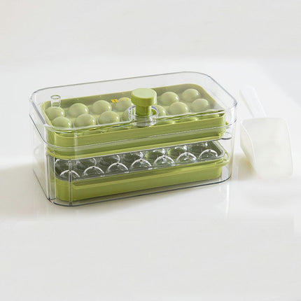 Ice Ball Box Circular Ice Tray with Lid & Bin Holds - Space-Saving