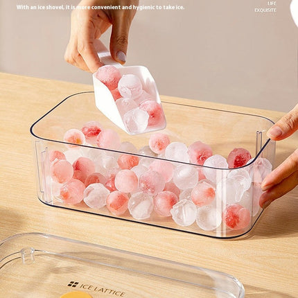 Ice Ball Box Circular Ice Tray with Lid & Bin Holds - Space-Saving