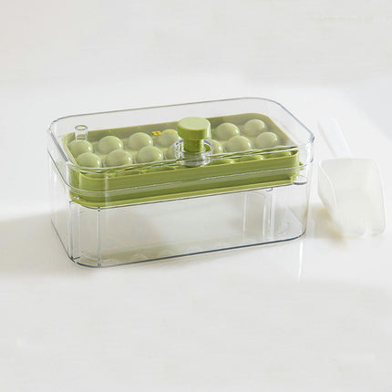 Ice Ball Box Circular Ice Tray with Lid & Bin Holds - Space-Saving