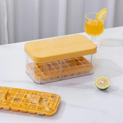 Ice Cube Tray with Lid and Storage Bin - for Freezer Stackable Ice