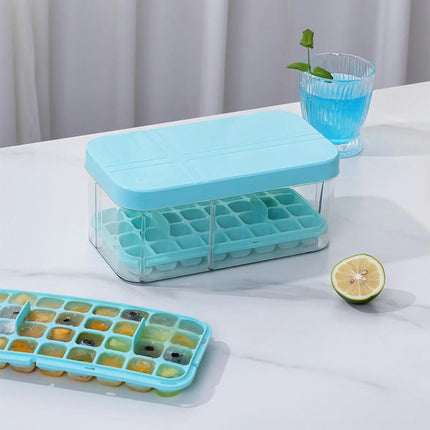 Ice Cube Tray with Lid and Storage Bin - for Freezer Stackable Ice