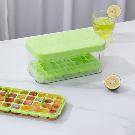 Ice Cube Tray with Lid and Storage Bin - for Freezer Stackable Ice