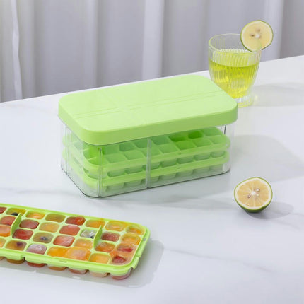 Ice Cube Tray with Lid and Storage Bin - for Freezer Stackable Ice