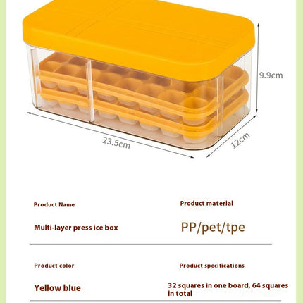 Ice Cube Tray with Lid and Storage Bin - for Freezer Stackable Ice