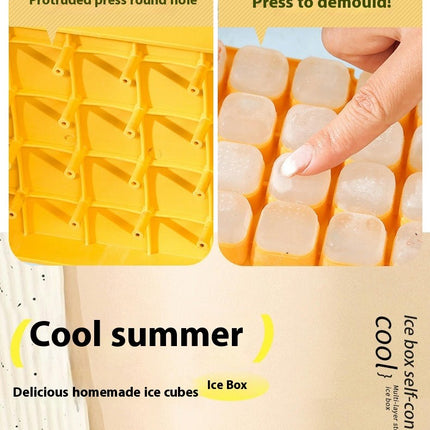 Ice Cube Tray with Lid and Storage Bin - for Freezer Stackable Ice