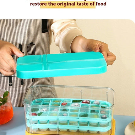 Ice Cube Tray with Lid and Storage Bin - for Freezer Stackable Ice