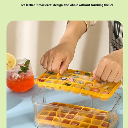 Ice Cube Tray with Lid and Storage Bin - for Freezer Stackable Ice