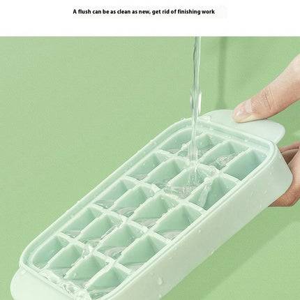 Ice Cube Tray with Lid and Bin Molds for Freezer Chilling Drinks