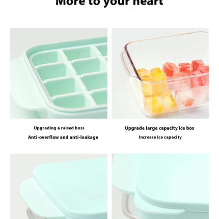 Ice Cube Tray with Lid and Bin Molds for Freezer Chilling Drinks