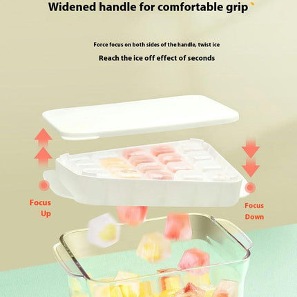 Ice Cube Tray with Lid and Bin Molds for Freezer Chilling Drinks