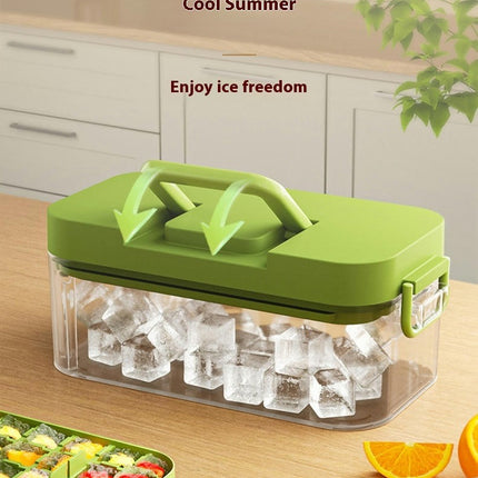 Ice Cube Tray with Bin and Lid Ice Scoop Easy Release Ice Mold