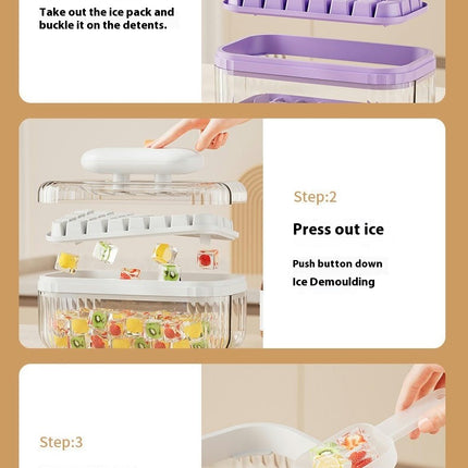 Ice Cube Trays with Lid Bin Ice Maker Mold-for Freezer Drinks