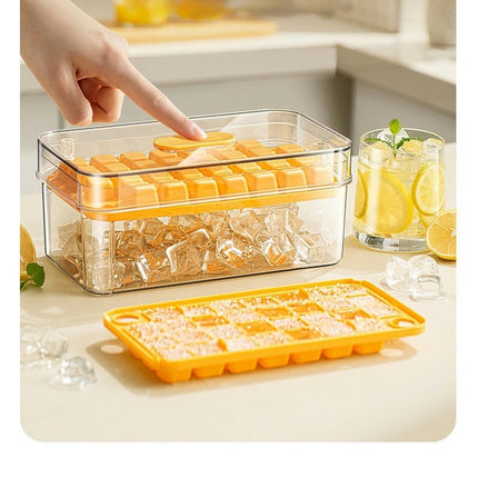 Press Ice Cube Trays for Freezer with Lid Bin Ice Maker Mold for Freezer