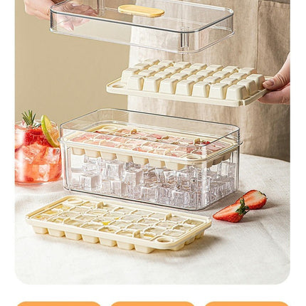 Press Ice Cube Trays for Freezer with Lid Bin Ice Maker Mold for Freezer