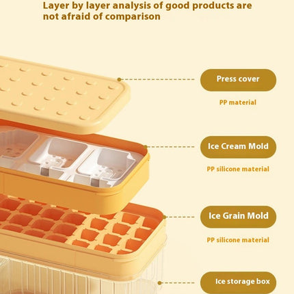 Ice Container for Freezer - Ice Cube Tray for Freezer with Lid and Bin